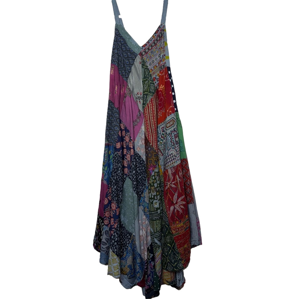 Kantha Boho hippie Colorful Patchwork Jumpsuit overalls one size fits most